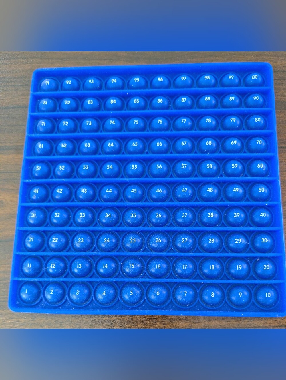 Blue Numbered Silicone Bubble Popper Learning Tool